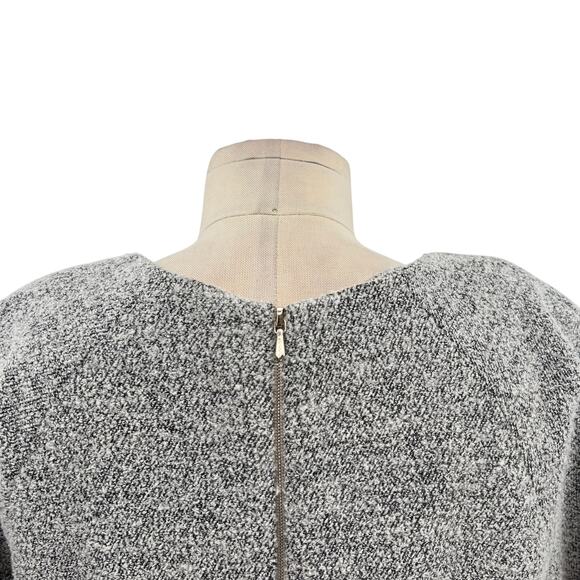 Lela Rose Boucle Short Sleeve Top Blouse Zip Back Wool Blend Gray Size 6 - Picture 8 of 12